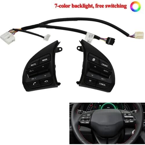 7-color backlight) Car Cruise Control steering wheel switch Auto Spare Parts steering wheel buttons for H yundai Elantra 1.4T