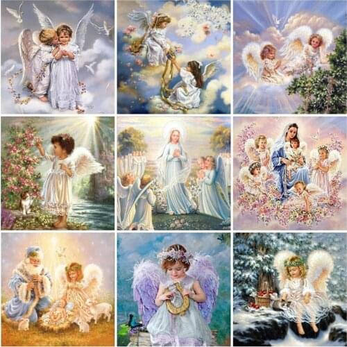 Full Square Drill 5D Diy Diamond Painting Religion Diamond Embroidery Portrait Angel Rhinestone Mosaic Handmade Hobby Gift Decor