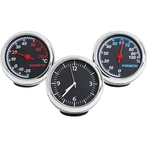 3Pcs Car 4cm Quartz Hygrometer Time Clock Temperature Thermometer Moisture Meter 1XCF