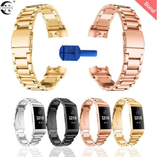 Stainless Steel Band for Fitbit Charge 3 For Fitbit Charge 3 SE Watch Metal WatchBand Wrist Watches Bracelet Strap Accessory Man