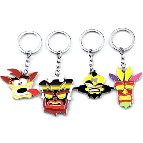 ZXMJ Crash Bandicoot Game Keyring for Men Women Cosplay Dog Zinc alloy Keychain Male Anime Key Holders pendant figure toys new