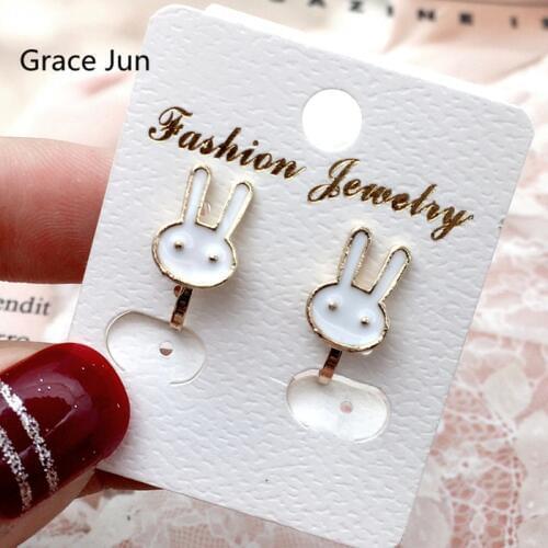 Grace Jun New Arrival Cute Small Rabbit Clip Earrings for Girl Lovely No Pierced Earrings Hot Sale Fashion Ear Clip Not Allergy