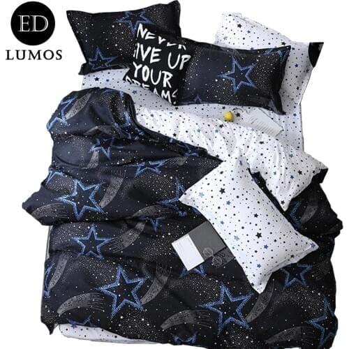 ED-Lumos Duvet Cover Sets Bedding Collections with 2 Pillowcases Double-sided Dark Blue Stars Design 4 Pieces 4 Sizes