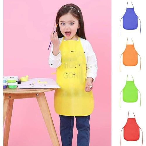 1pc Children Painting Aprons For Classroom Arts Draw Smock Non-woven Fabric Kids Plain Apron