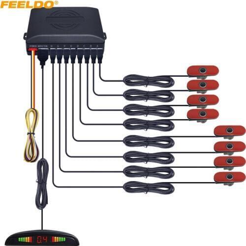 FEELDO 1Set Car 8pcs 16.5mm Original Sensors Reverse Aid Backup Radar Parking Sensor With LED Display System