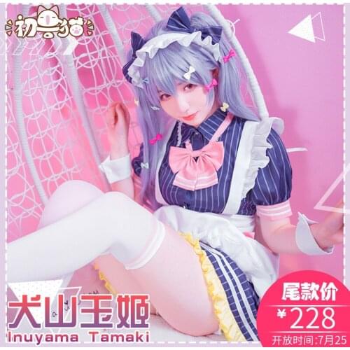 Hot Anime Virtual Youtuber Inuyama Tamaki Cosplay Costumes High Quality Maid Outfit Lolita Dress Female Role Play Prop Clothing