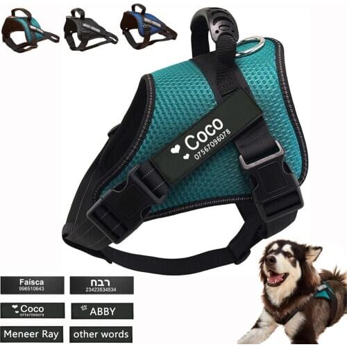 Personalized Dog Harness,Adjustable Soft Padded Dog Vest Harness,Reflective Vest with Custom tags for Small Medium Large Dogs