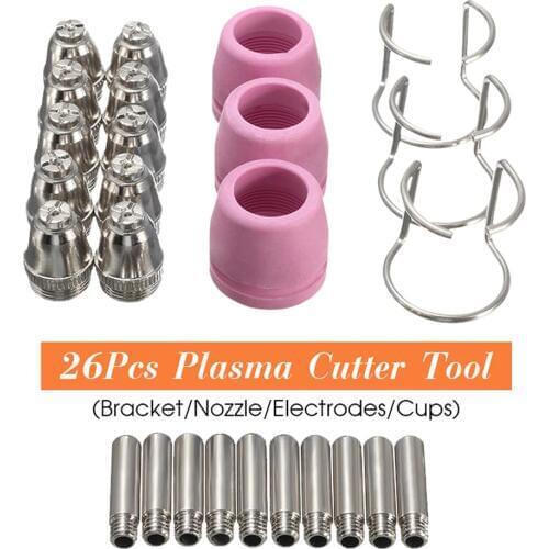 26Pcs Plasma Cutter Consumables Kit SG-55 AG-60 WSD-60P Cutting Torch Tip Nozzle