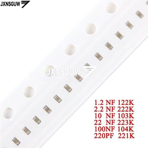 100PCS Chip capacitors 0402 10% 50V 1.2NF 2.2NF 10NF 22NF 100NF 220PF 122K 222K 103K 223K 104K 221K
