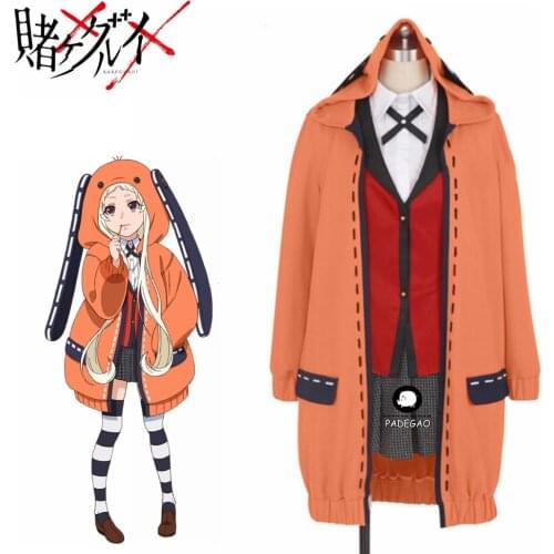 Anime Kakegurui Compulsive Gambler Runa Yomozuki Cosplay Costume Runa Yomozuki Cute Hoodie Coat Jacket Cosplay Costume full sets