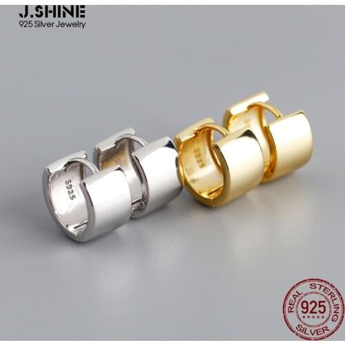 JShine Minimalist Fashion Wide Smooth S925 Sterling Silver Ear Buckle Earrings Round Circle Hoop Earrings Women Accessories