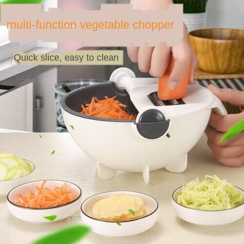 Multifunctional Manual Vegetable Slicer Household Shredder Chip Grater Chopper Kitchen Tools Vegetable Cutter Draining Basket