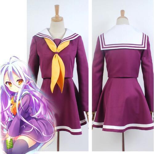 No Game No Life Shiro Cosplay Costume Shiro Sailor Skirt Dress