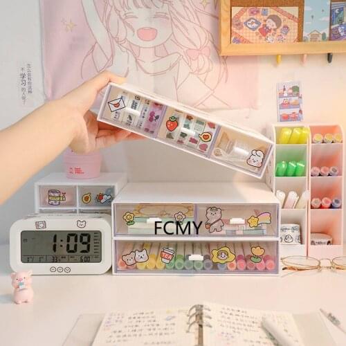 2021 New Dormitory Desktop Storage Box Drawer Type Cosmetic Stationery Lipstick Finishing Office Desk Shelf