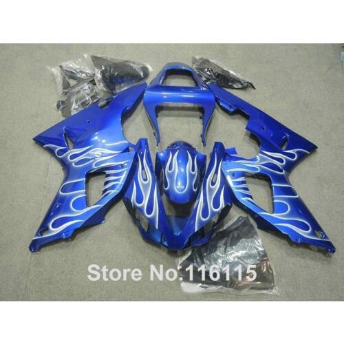 Fairings set for YAMAHA YZF R1 2000 2001 white flames blue high grade fairing kit R1 00 01 Injection molding 3164