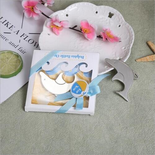Wholesale 200pcs/lot whlesale Beach Theme Party Souvenir Adorable Dolphin Bottle Opener Wedding Favors and Gifts free shipping