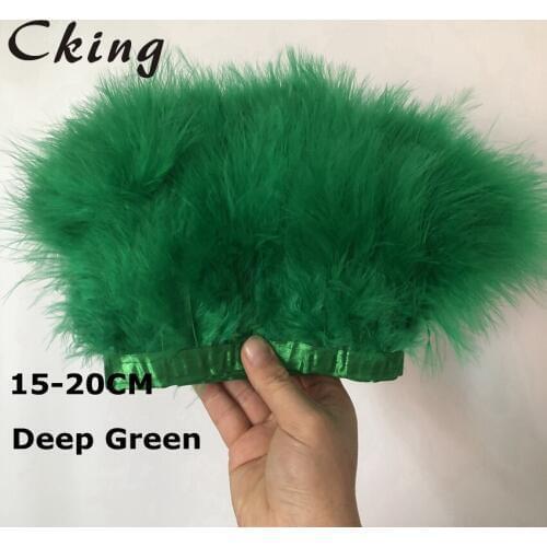 Wholesale 10 meters Deep green Turkey feather fringe trim 6-8inches chandelle marabou feather trimming skirt dress trims strips