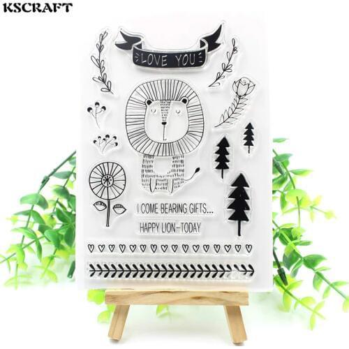 KSCRAFT Lion Transparent Clear Silicone Stamps for DIY Scrapbooking/Card Making/Kids Crafts Fun Decoration Supplies M04