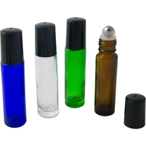 10ml empty glass roll on perfume bottles amber blue green purple clear essential oil france aromatherapy products packaging