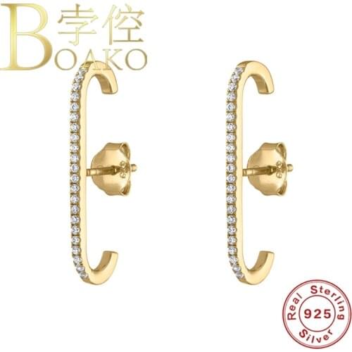 BOAKO Zircon Stud Earring 925 Silver Earrings For Women 2021 Piercing Earring Fine Jewelry Pendientes Brincos For Gifts Ohrringe