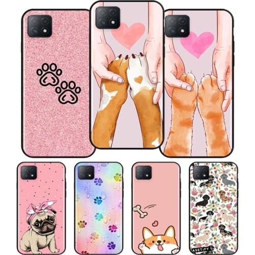 Cute Paw Print Dog Silicone For OPPO AX7 A1K A94 A93 A92S A73 A72 A53S A52 A32 A31 A12E A11X A9 A5 2020 Soft Phone Case