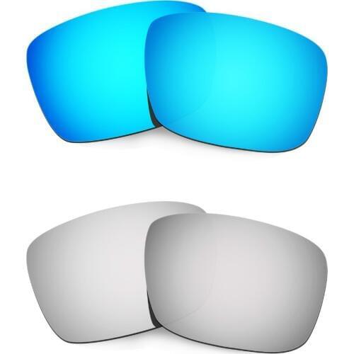 HKUCO For Fuel Cell Sunglasses Polarized Replacement Lenses Blue/Silver 2 Pairs
