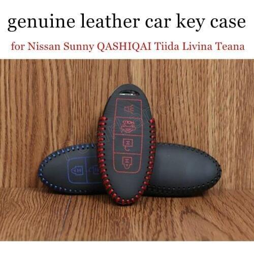 Only Red product cover case car key Hand sewing genuine quality leather for Nissan 3 button Sunny QASHIQAI Tiida Livina Teana