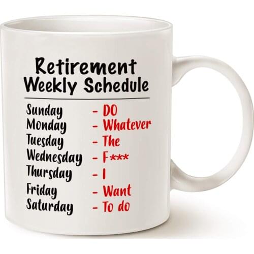 Funny Retirement Gag Christmas Gifts for Family Mom Dad Grandpa Grandma, Retired Schedule Calendar Office Coffee Mugs 11oz