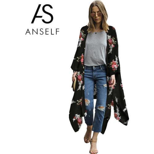 Anself 2020 New Women Kimono Cardigan Leopard Print Half Sleeves Belt Boho Swimwear Loose Long Sashes Bikini Cover Ups Beachwear