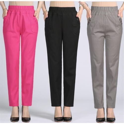 Plus Size 5XL High Waist Stretch Long Pants Women Cotton Straight Trousers Women Pantalon Femme Work Office Ladies Pants RE2242
