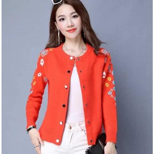 Spring Autumn Cardigan Women Solid Color Long Sleeve Elegant Korean Fashion Casual Female Knitted Sweater Warm Clothes M38