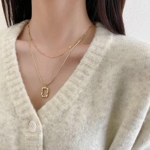 Korean Fashion Geometric Irregular Layered Necklace for Women Hip Hop Pendant Chains Accessories Aesthetic Clothing Jewelry Gift