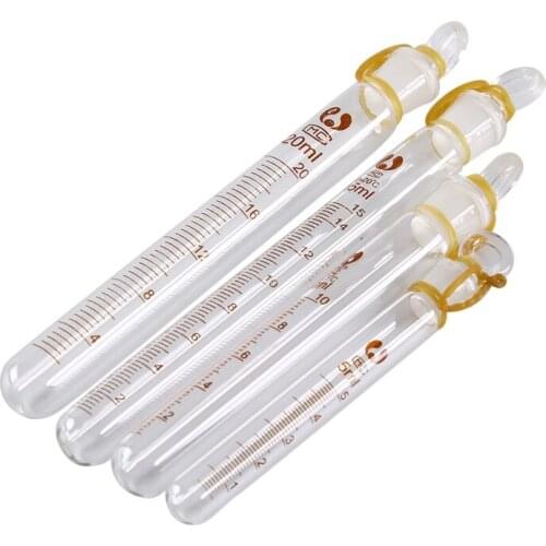 1pc Glass Tube Graduated Lab Clear Glass Test Tube Round Bottom With Stopper Glassware Lab Supplies 5/10/15/20ml