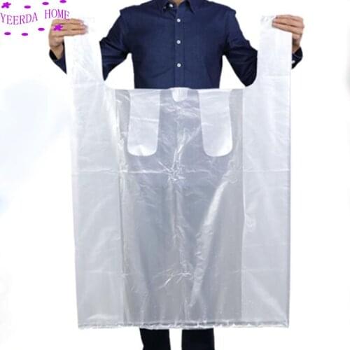 10Pcs Oversized white plastic bag clothing bag black garbage bag vest bag thickened vest bag house-moving mobile bag