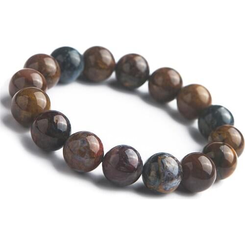 13mm Genuine Natural Pietersite Gems Healing Crystal Round Bead Natural Stone Bracelets Woman Lady Men