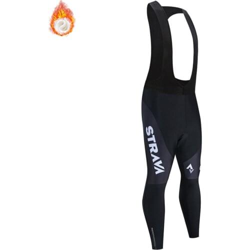2021 STRAVA Warm Cycling Bib Trousers Winter Thermal Mountain Bike long Pants Bicycle Tights 20D Gel Pad Cycling Bib Pants