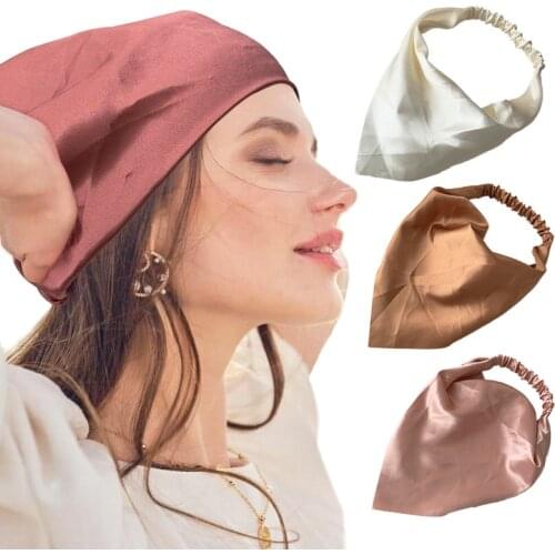 2021 Triangle Scarf Elastic Women Printing Headband Tie Dye Solid Color Hairtie Adult Ornament Headwear Beach Sunscreen Turban
