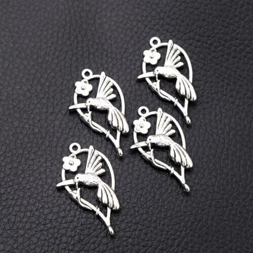 8pcs/lot Silver Plated Bird Charm Metal Pendants DIY Necklaces Bracelets Jewelry Handicraft Accessories 35*20mm P162