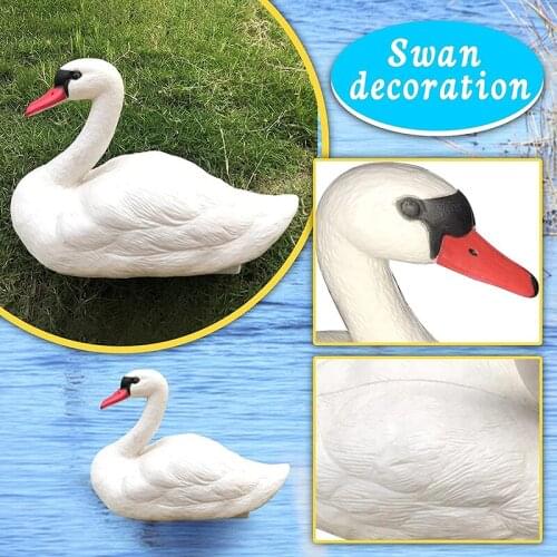Black/white Swan Ornament Handmade Floating Swan Fake Goose Pond Statue Decoration For Pool Garden Patio C1
