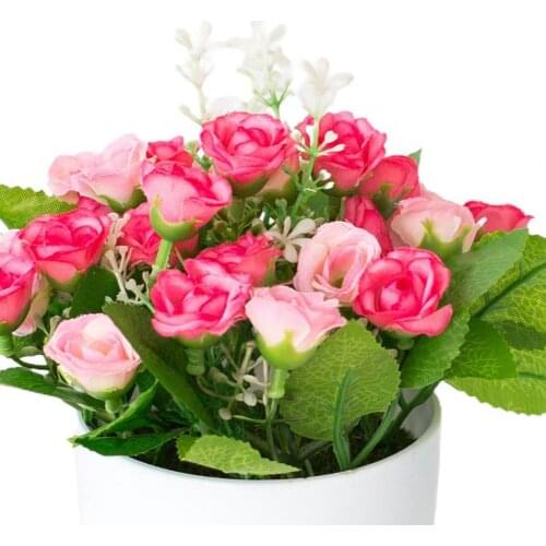 Simulated Flower Pot Colorful Roses Floor Decoration Plastic Showcase Home Yard Simulation Bonsai for Home Decoration