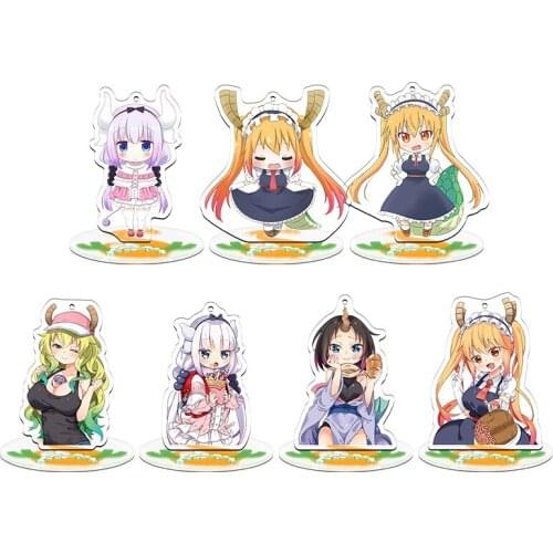 Miss Kobayashis Dragon Maid Cartoon Keychain Acrylic Stand Cosplay Figure Model Plate Elma KannaKamui Toru Tabletop Decor Toy