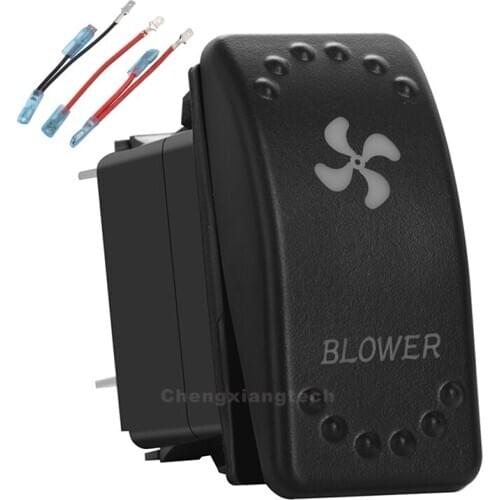 Blower Rocker Switch White Led 3P SPST ON/OFF 12v/24v overload protection+Jumper Wires Set for Car Boat Trucks Waterproof