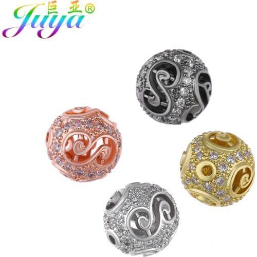 Juya DIY 10mm Metal Beads Suuplies For Natural Stones Beading Jewelry Making Handmade Floating Copper Ball Beads Accessories
