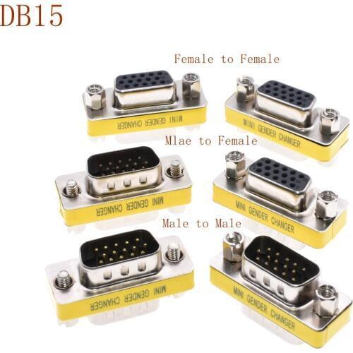 DB15 MINI GENDER CHANGER data cable connector convert plug VGA Plug connector 15pin port socket