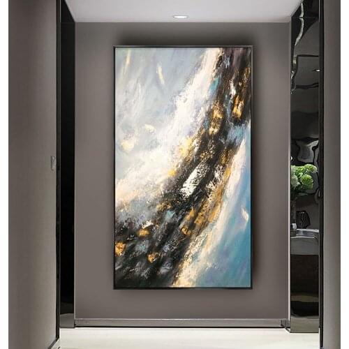 Fashion Wall Art Hand-painted Rich Colors Abstract Oil Painting on Canvas Big Brush Knife Abstract Oil Painting for Living Room