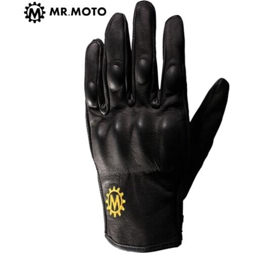 Retro motorcycle gloves kangaroo leather motorcycle riding gloves drop-resistant touch screen rider gloves breathable