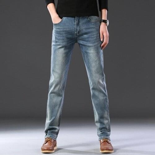 Male High Quality Brand Trousers 2021 Brand New Mens Jeans Business Casual Elastic Comfort Straight Denim Pants