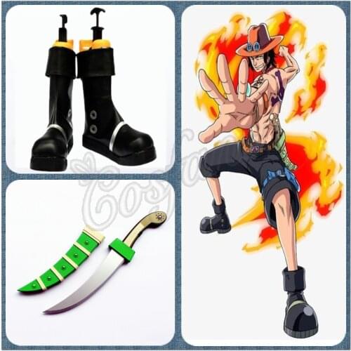 One piece Portgas D Ace Men Cosplay Shoes Boots Customized Size