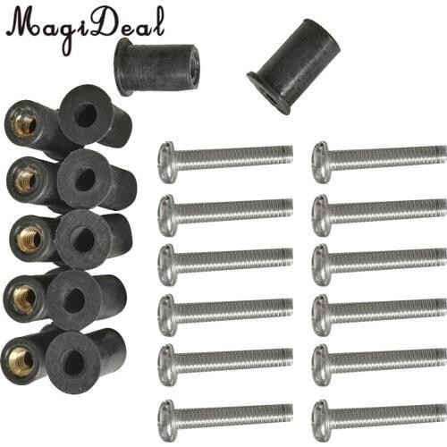 MagiDeal Durable 12Pc Marine M4/5/6 Rubber Well Nut Kit Stainless Steel Screw for Kayak Canoe Inflatable Fishing Boat Dinghy Acc