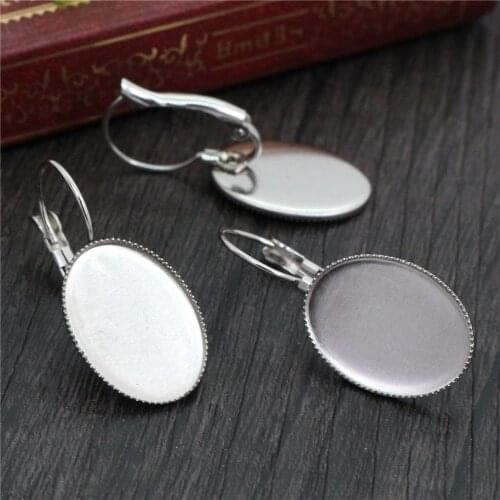 No Fade ) 13x18mm 18x25mm 10pcs/Lot Stainless Steel Oval French Lever Back Earrings Base,Fit Oval Glass Cabochons